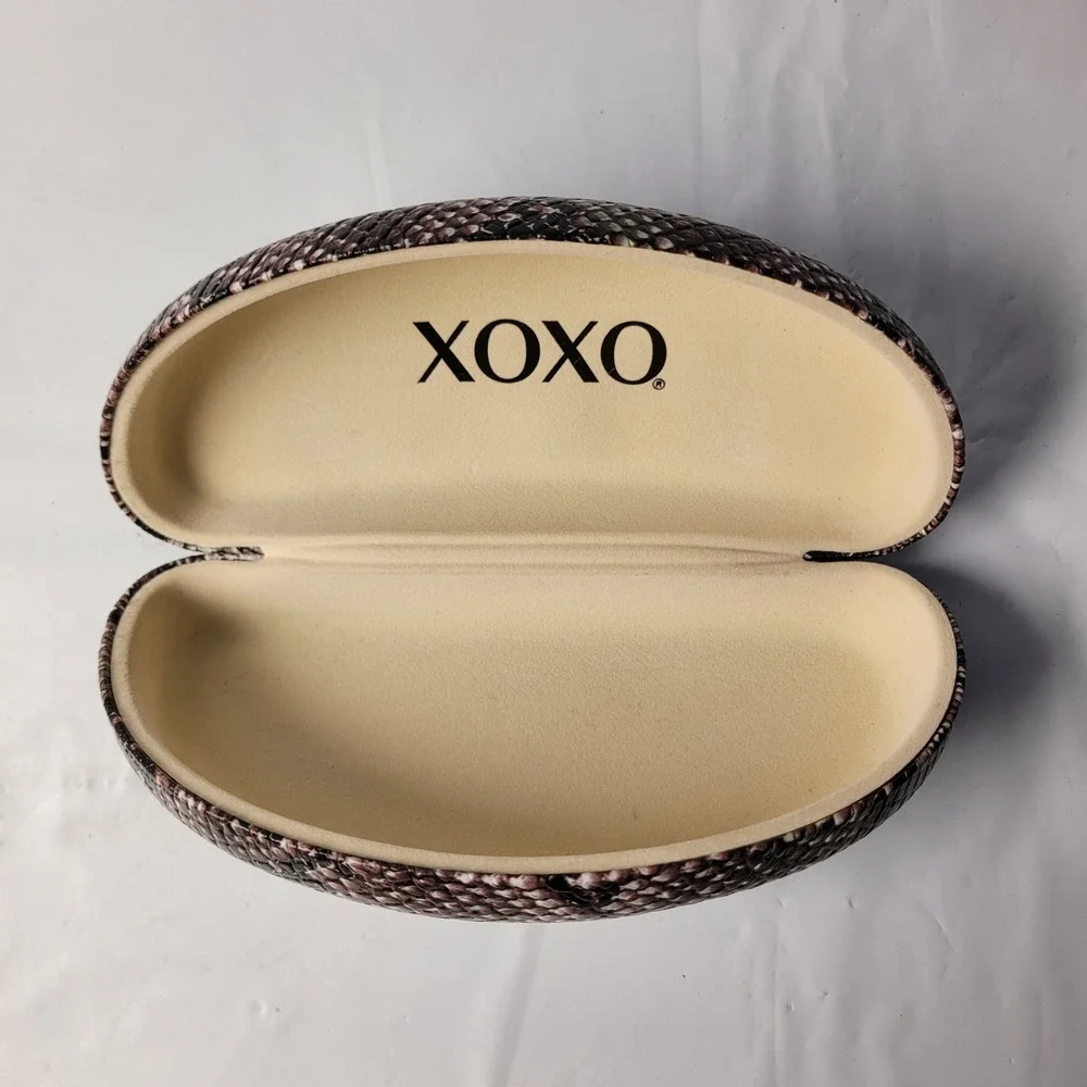 XOXO Eyeglasses Case Womens Brown‎ Snakeskin Hard Shell Clamshell Accessory